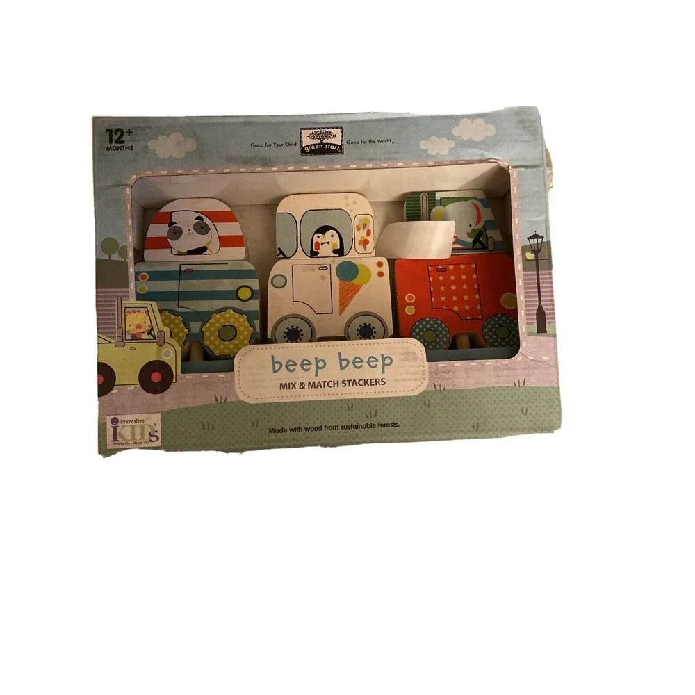Innovative Kids‎ Green Start BEEP BEEP  Wooden Toy Mix & Match 12 mos+ New